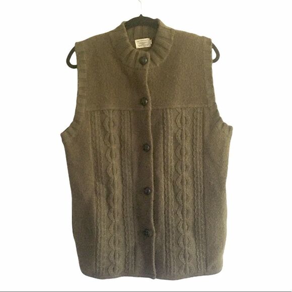 𝅺HAGGAR Wool Sleeveless Button Front Sweater Vest Green S - Picture 1 of 4